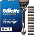 Gillette Proglide Rasierer Herren, Nassrasierer, Metall, Grau/Schwarz