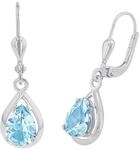 Amor Ohrh&auml;nger 925 Sterling Silber Damen Ohrschmuck, mit Aquamarin synth., 2,5 cm,