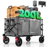 Bollerwagen Faltbar 200L 200KG Belastbar, Strandwagen Klappbar mit Regenschutz,