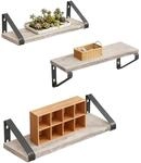 Relaxdays Wandregal, 3er Set, 3 Gr&ouml;&szlig;en: 30, 35, 40 cm Breite, Holzoptik & Metall,