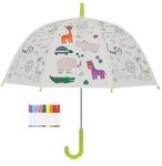 Esschert Design Regenschirm f&uuml;r Kinder mit Dschungeltieren PiY zum Ausmalen
