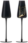 INTIRILIFE 2x Champagner Glas mit modernen Design in Schwarz- 220 ml F&uuml;llmenge...
