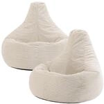 Icon Dalton Sitzsack Cord, Beige, 2er-Pack, Gaming Sitzsack Erwachsene mit...