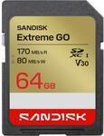 SANDISK Extreme Go 64 GB UHS-I SD-Speicherkarte, bis zu 170 MB/s Lesen, 80 MB/s