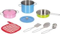 goki 51467 Kochset farbenfroh aus Metall, Hochwertiges Kochspielzeug f&uuml;r Kinder,
