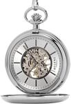 Regent Taschenuhr mit Kette ⌀51mm Uhrwerk skelttiert Mineralglas P-769