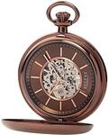 Regent Herren Taschenuhr Handaufzug Mechanisch Skelett Glasboden Coffee Brown IP