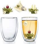 Creano Glas doppelwandiges Thermoglas 250ml &bdquo;DG-Hoch, 2er Set + 2 Teeblumen