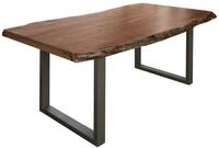 MASSIVMOEBEL24.DE | Baumtisch Akazie 200x100x77 Natur lackiert/U-Beine Silber...
