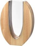 LEONARDO HOME Legno Vase, 1 St&uuml;ck, Moderne Vase aus Glas und Holz, handgemacht,