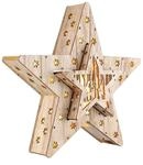 Spetebo LED Deko Holz Stern im 2er Set mit 16 LED - 33,5 x 33,5 x 6 cm -