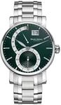 Bruno S&ouml;hnle Pesaro II Herrenuhr Silber Gr&uuml;n Datum Saphirglas Quarz 43mm