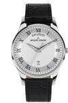 JACQUES LEMANS 1-2193M London Herrenuhr Edelstahl silberfarben Leder Schwarz...