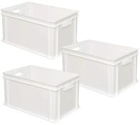 BRB 3x Eurobeh&auml;lter mit 2 Durchfassgriffen, LxBxH 600x400x320 mm, 63 Liter...