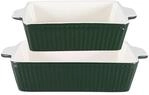 GreenGate Auflaufform Alice Gr&uuml;n Rechteckig 2er Set Keramik Pinewood Green...