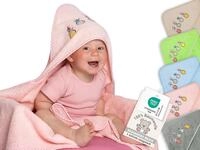 ZOLLNER Baby Kapuzenhandtuch in 100x100 cm - rosa - hautfreundlich und...