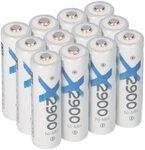 12x Akku Typ 2900 mAh 1,2V NiMH Mignon AA | Wiederaufladbare Batterien Hohe