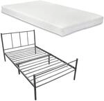 [en.casa] Metallbett 90 x 200cm mit Matratze Jugendbett mit Kaltschaummatratze