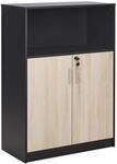 Beliani B&uuml;roschrank Heller Holzfarbton/schwarz 117x80x40 cm abschlie&szlig;bar...