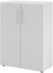 b&uuml;m&ouml; Aktenschrank abschlie&szlig;bar, B&uuml;roschrank Holz 80cm breit in Wei&szlig;/Grau -