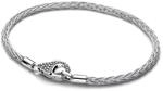 PANDORA Charm Armband Pav&eacute; Clasp Foxtail, 925 Sterling Silber Armband mit Zirkonia,