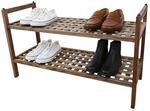 Relaxdays Schuhregal Akazienholz, 6 Paar Schuhe, 2 Schuhablagen, HxBxT: 41 x 69 x 26