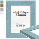 WANDStyle Bilderrahmen 13x18 Blau, Landhausstil Bilderrahmen Holz, hochwertiger