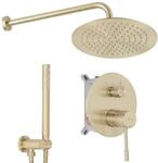 Rea - Unterputz-Duschset Lungo Diamond &ndash; Gold geb&uuml;rstet + Box &ndash; 25 x 25 x...