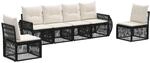 vidaXL Gartensofa-Set 6 pcs Schwarz und Cremewei&szlig; Poly-Rattan, Moderne,...