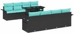 vidaXL Gartensofa-Set mit Kissen 9 pcs Schwarz Poly Rattan, Garten und Terrasse,