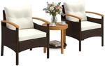 Outsunny Rattan Bistroset 3 teiliges FSC Akazienholz Gartenm&ouml;bel-Set mit 2...