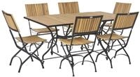 Beliani Gartenm&ouml;bel Set 6-Sitzer LASCARI klappbar Akazienholz Hellbraun
