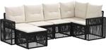 vidaXL Gartensofa-Set 6 pcs Schwarz und Cremewei&szlig; Poly-Rattan, Modernes
