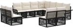 vidaXL Gartensofa-Set 11 pcs Schwarz Poly-Rattan, Moderner modularer...