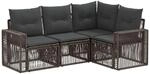 vidaXL Gartensofa-Set 4 pcs Grau und Dunkelgrau Poly-Rattan, Moderner,...