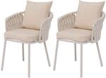 Mendler 2er-Set Aluminium-Gartenstuhl HWC-P89 Stoff/Textil - Creme