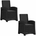 vidaXL Liegesessel Garten Rattan-Optik 2 pcs Anthrazit PP, Moderne Gartenliege,