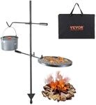 VEVOR Drehspie&szlig; Schwenkgrill Stahl 360 x 360 mm, Holzkohlegrill Doppelte Schichten