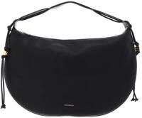Coccinelle Leder Schultertasche Thess Shoulder Bag Grained Leather Noir schwarz