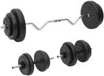 vidaXL Curlhantel und Kurzhantel mit Gewichten 60 kg, Langhantel Set,...