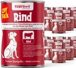Supravit Nassfutter f&uuml;r Hunde I 12 x 410g Dosenfutter Rind | I aus 100%...