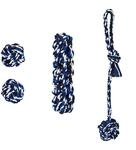 Relaxdays Hundespielzeug Set, 4-teilig, Knoten & Kordel, kleine & mittlere Hunde,