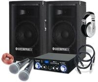 McGrey DJ Karaoke Komplettset PA Anlage Party-1000 (Lautsprecher, 2 x 300 Watt,
