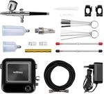 Wiltec HS-A9K Kompressor Set 1,5 bar Autostop, Airbrush Set inkl. verschiedener