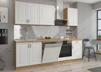 K&uuml;che Stilo Wei&szlig; + Eiche Artisan 250 cm K&uuml;chenzeile K&uuml;chenblock Einbauk&uuml;che