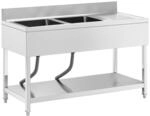 Royal Catering RCGS-2B1400D6 Sp&uuml;ltisch 2 Becken zu je 400 x 400 x 250 mm extra