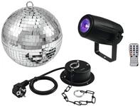 Eurolite Set Spiegelkugel 20 cm mit Motor + LED Pinspot PST-5 QCL schwarz mit
