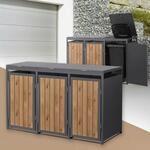 ML-Design M&uuml;lltonnenbox 3er 240L, M&uuml;lltonnenverkleidung f&uuml;r 3 M&uuml;lltonnen,