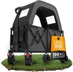 BigDean XXL Bollerwagen faltbar mit Dach 260L belastbar 150kg Dicke Reifen