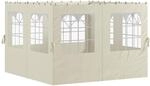 Outsunny Seitenwand 4er Set f&uuml;r 3 x 3 m Pavillon Seitenteile mit 8 Fenster